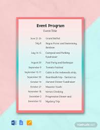 Free Event Program Template Word Psd Indesign Apple