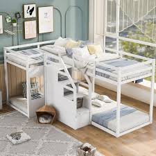 White Twin L Shaped Bunk Bed