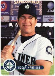 We have a collage of edgar martinez jersey, rookie card, two more baseball cards and an autographed baseball. Martinez Edgar B 1963 Historylink Org