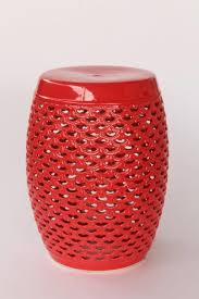 Ceramic Garden Stool Red With Holes