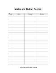 An Intake And Output Of Fluids And Urine Record For Use By