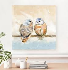 Large Hand Painted Birds On Tree Wooden
