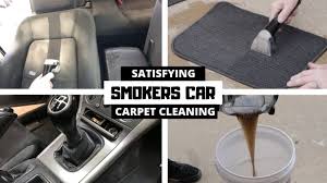 deep cleaning a dirty smoker car