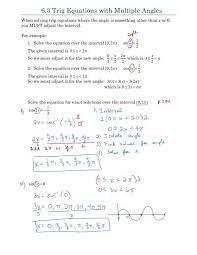 6 3 Trig Equations With Multiple Angles