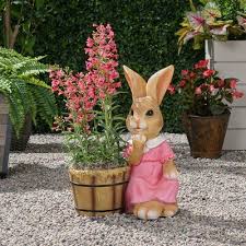 Talcott Concrete Rabbit Statue Planter