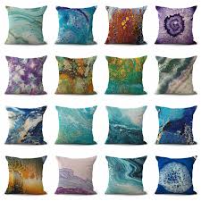 set of 12 rock marble abstract cushion