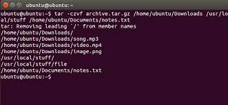 how to tar a log file in linux