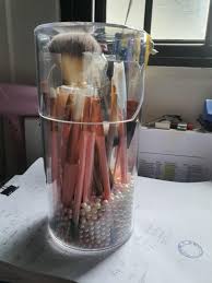 acrylic makeup brush holder with pearl