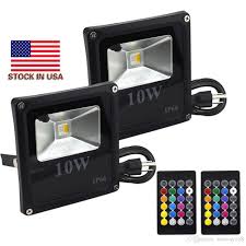 Outdoor Rgb Led Flood Light Real High Power 10w Floodlight Bulb Waterproof Ip66 Lamp With Remote Control Holiday Lights Stock In Us