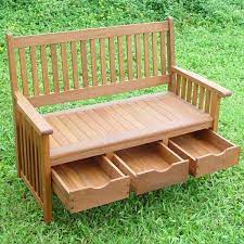 hardwood garden bench with storage
