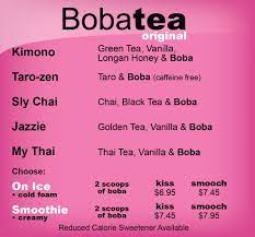 boba tea company menu