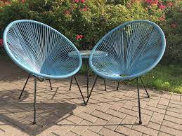 monaco blue 3 piece metal egg chair set