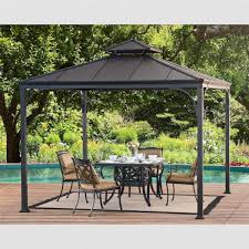 Metallic is usually a deep and durable materials to get outdoor application. Hampton Bay Haden 10 Ft X 10 Ft Copper Square Steel Hard Top Gazebo L Gz680pst M The Home Depot