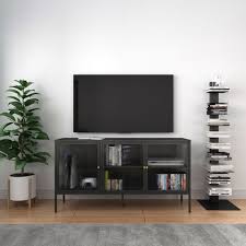 Black Metal Tv Stand With Glass