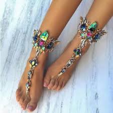 Details About Crystal Foot Jewelry Women Barefoot Sandals Beach Wedding Anklets Chain Bracelet