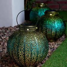 solar blue and gold moroccan lantern