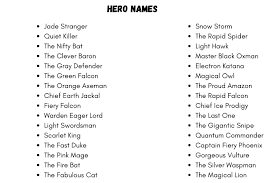 hero names 130 best and cool name