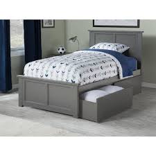 Madison Twin Xl Platform Bed With Matching Foot Board With 2 Urban Bed Drawers In Atlantic Grey