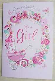 Details About New Baby Girl Card With Embossed Its A Girl Design