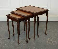 Vintage Nesting Tables With Queen Anne