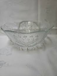 Vintage Large Clear Glass Serving Bowl