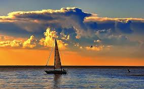 sailing ocean sunset sailboat sky