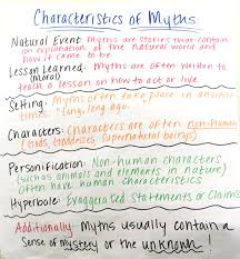 Mythology Anchor Chart Characteristics Of Myths Anchor