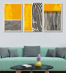 abstract black yellow canvas art print