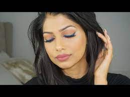 easy blue glitter liner makeup tutorial