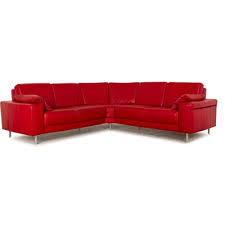 leather corner sofa in red at