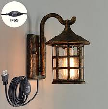 Kiven Antique Bronze Wall Lamp Retro Ancient Steampunk Vintage Wall Porch Lights For Garden Front Porch Outdoor Indoor Wall Light Fixtures Ip65 With Ul Waterproof Plug In Button Cord Bulb Not Included Nunu Lamp