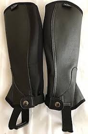 Details About Saxon Equileather Childrens Half Chaps Black Small