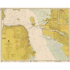 Nautical Chart San Francisco Bay Ca 1975 Sepia Tinted Poster Print By Noaa Historical Map Chart 11 X 14 Small