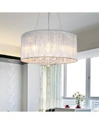 Amazing Deal On Modern White Drum Dangling Pendant Light Shade Crystal Ceiling Lamp Chandelier Fixture Lighting Bedroom Crystal Chandelier Table Lamp