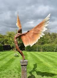 Bronze Flying Winged Boy Garden Statue