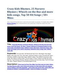 For your search query cam leon song mp3 we have found 1000000 songs matching your query but showing only top 10 results. Ppt Crazy Kids Rhymes 25 Nursery Rhymes Wheels On The Bus And More Kids Songs Top 50 Hit Songs 50 Mins Powerpoint Presentation Id 7779161