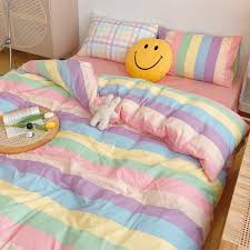 cotton kawaii rainbow bedding set