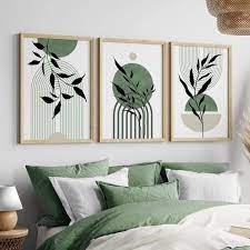 Set Of 3 Sage Green Wall Art Prints