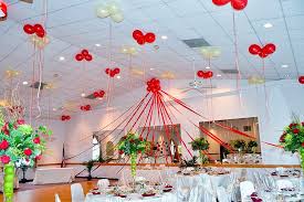 red and white ceiling decorations