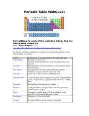 periodic table webquest instructions