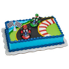 I prefer using wilton gel icing colors. Super Mario Kart Kit Sheet Cake Walmart Com Walmart Com