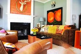 Orange And Black Interiors Living