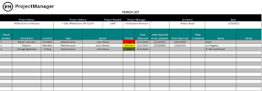 punch list template for excel free