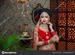 beautiful non bengali bride red lehenga
