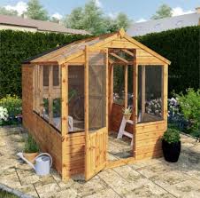 Wooden Greenhouse 298 Built In Shed