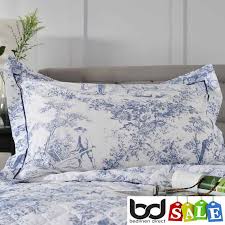 blue toile de jouy cotton bedding