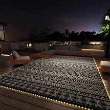 montvoo outdoor rug with led 9x12 ft