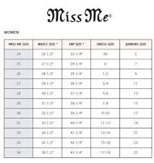 Miss Me Jeans Size Chart Conversion World Of Reference