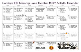 Activity Calendar October 2017 Carriage Hill Health Rehab