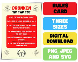 Drunken Tic Tac Toe Rules Printable Tic